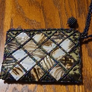 Mad By Design Elegant Beaded Coin Purse in Brown and Gold